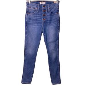 Madewell Women’s Size 25P Medium Wash Button Fly 10” High Rise Skinny Jeans